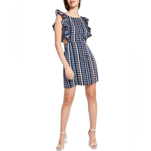 BAR III Womens Printed Cut-Out Shift Dress - Picture 1 of 8